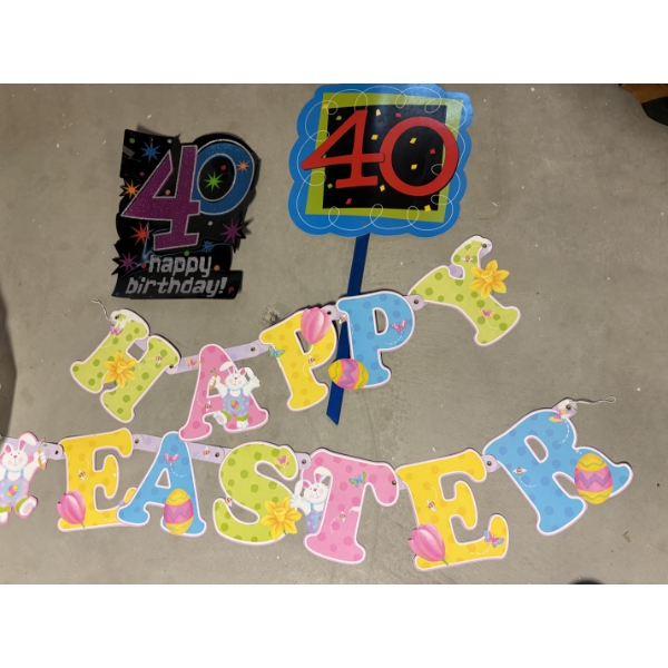 *Pick Up At Mantua Home-No Shipping Available*  Happy Easter Sign & 40th Birthday Signs (2) 
