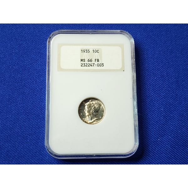 Stunning 1935 Silver Mercury Dime NGC MS 66 FB (Full Bands)