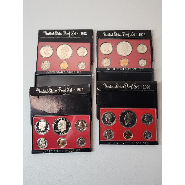 x4 United States Mint Proof Sets: 1973, 1975, 1974, 1976