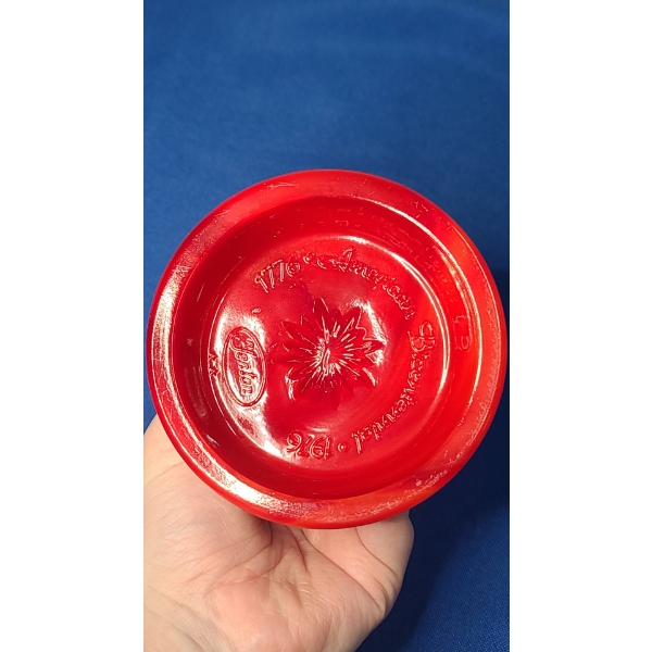 Vintage Fenton Red Art Glass Bicentennial Eagle Paperweight  
Dimensions: 4" x 3.75"