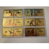 Image 1 : Set of 6 Disney Gold Foil .999999 - 24K Gold Notes In Protective Holder - Mint Condition