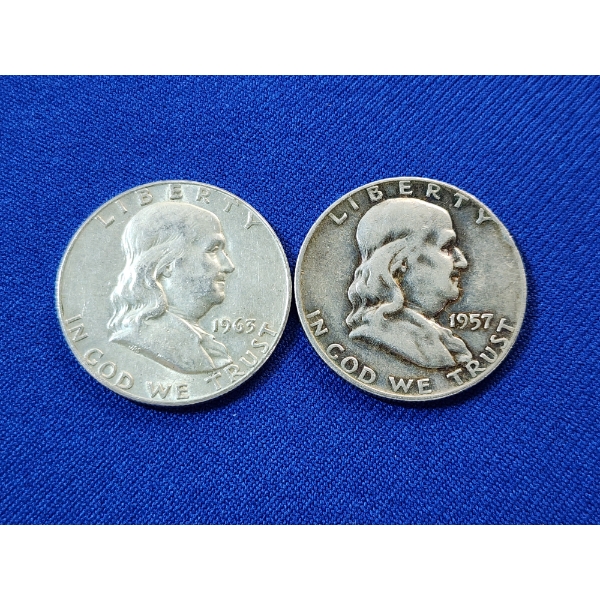 2 - 90% Silver Walking Liberty Half Dollars: 1963-D & 1957-D