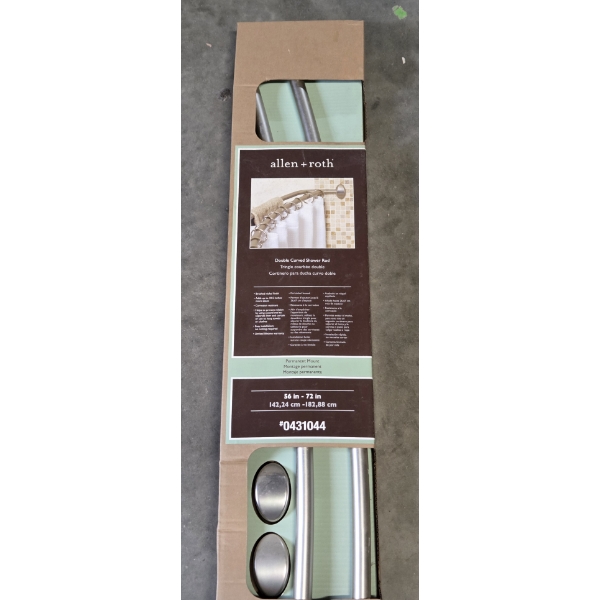 New In Box Allen + Roth Double Curved Shower Rod 56''-72''