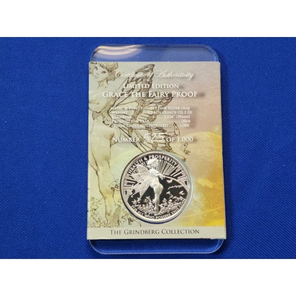 Limited Edition Grace the Fairy Proof Coin 1 troy oz 999 Fine Silver - in Nice Coin Slab