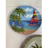 Image 3 : 5 Plastic Plates - Palm Trees & Sailboats - Palm Trees