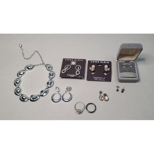Lot Of Assorted Silver-Tone Fashion Jewelry 