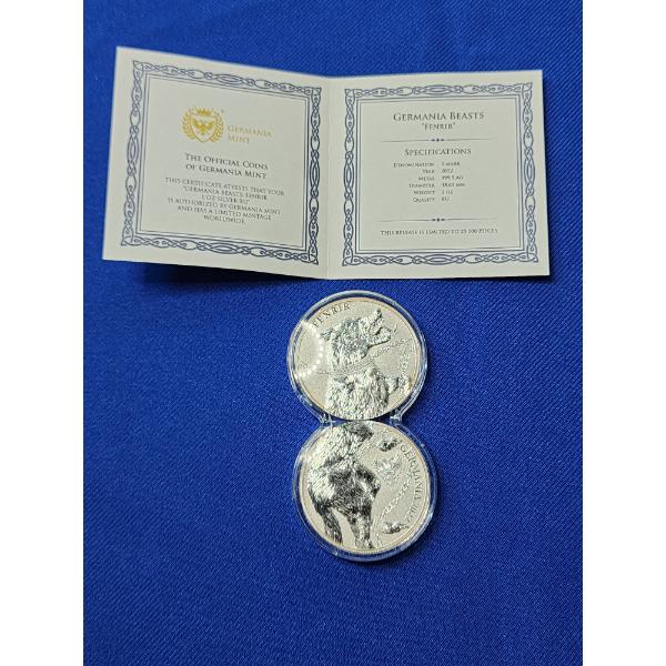 2022 Germania Beasts "Fenrir" 1 oz .999 Fine Silver 5 Mark Coins
