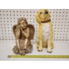 Image 6 : Two Decorative Statues ~ 9 Inch Tall Angel & 11 Inch Tall Dog 