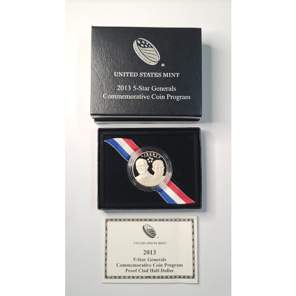 U.S Mint 2013-S 5-Star Generals Commemorative Proof Clad Half-Dollar In Original Packaging 