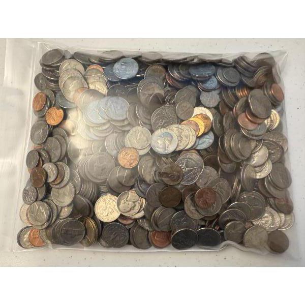 Huge Bag of US Coins - Bag Measures 10 X 8 Inches - Guess The Amount - FUN AUCTION ITEM!!