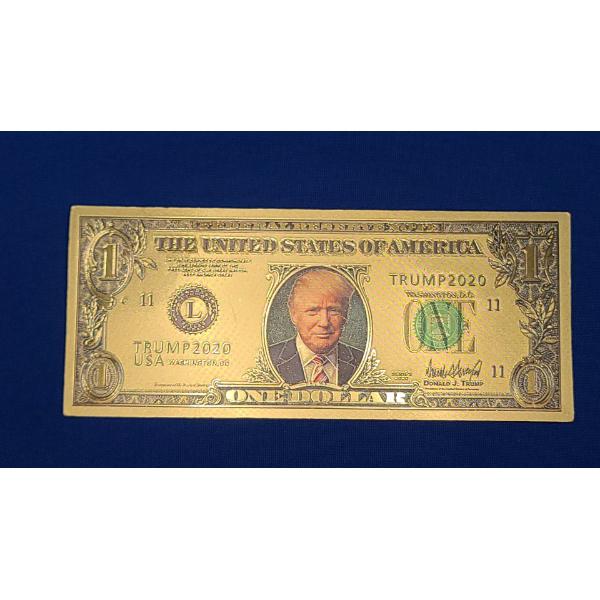 2020 Donald Trump $1 Commemorative Gold Plated Foil Novelty Bill