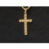 Image 2 : 14K Gold 18" Twist Chain Necklace with Gorgeous Intricate Cross Pendant - Total Weight: 10.5g