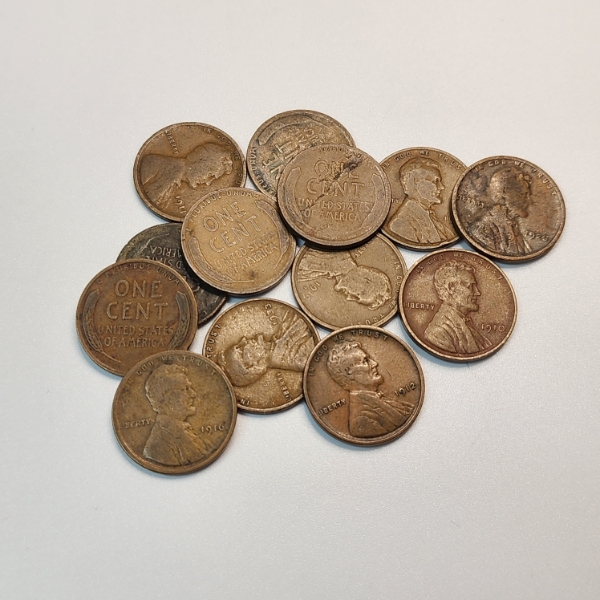 Lot of 13 Assorted Years United States Wheat Pennies