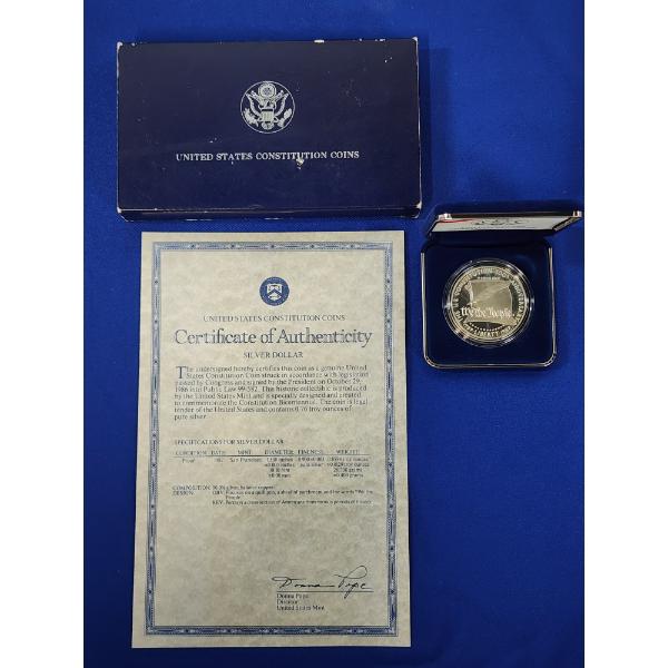1987-S United States Constitution Bicentennial Commemorative 90% Silver Proof Dollar