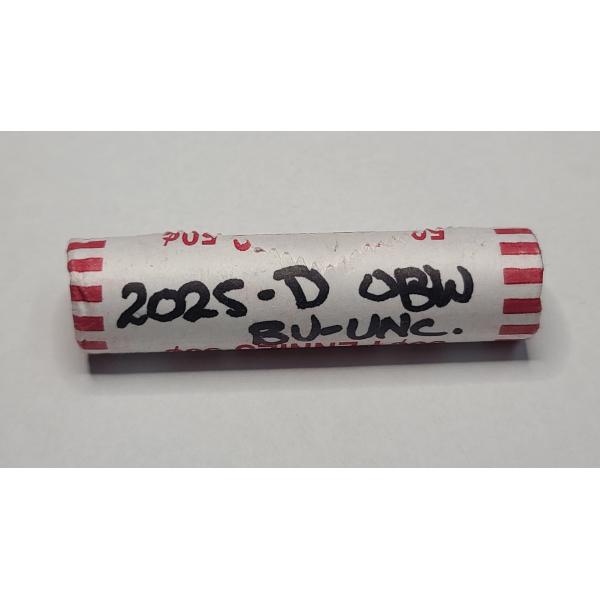 Roll Of Original Bank Wrapped U.S 2025-D Lincoln Cents - BU-UNCIRCULATED CONDITION - Face Value 0.50