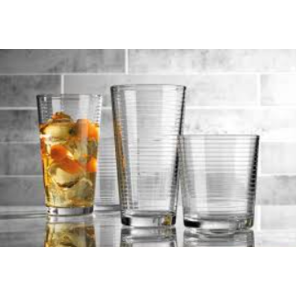 Home Essentials 16-Piece Drink Set includes Eight 17oz Cooler Glasses and Eight 13oz Rocks Glasses