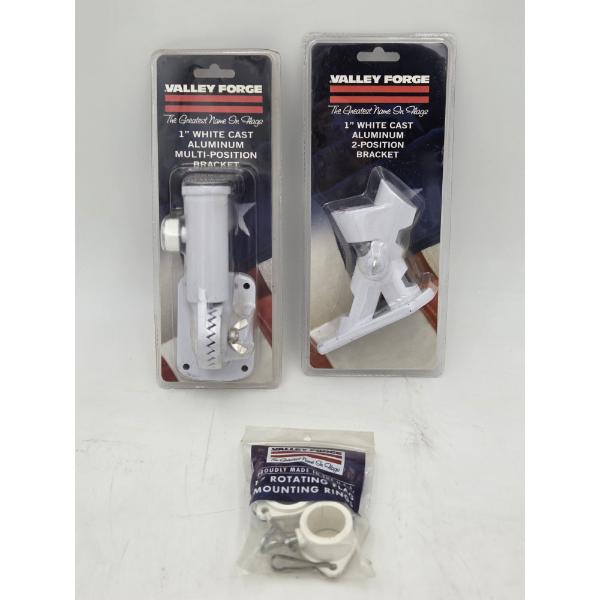 New In Package- Two Valley Forge 1'' Flag Brackets & Mounting Rings