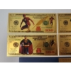 Image 2 : x4 Assorted DC Comics Superheroes $100 99999999 24K Gold Foil Banknotes Set w/ CoA