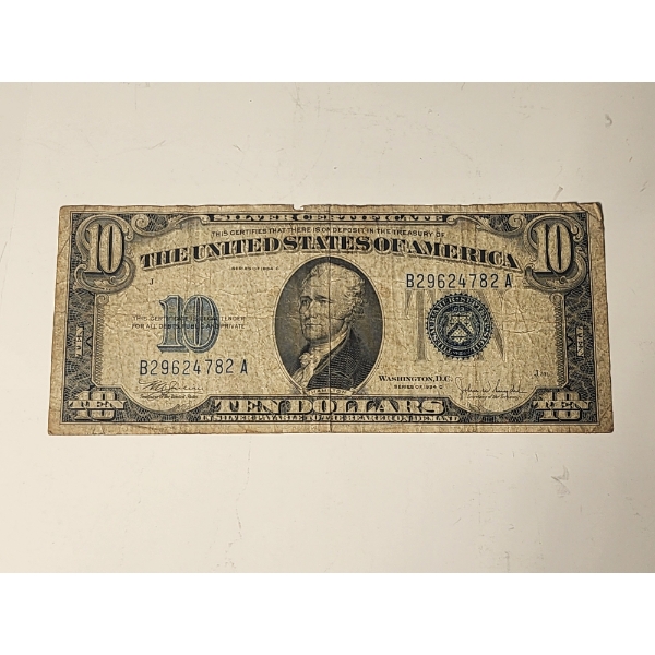 1934 C United States $10 Silver Certificate Blue Seal 