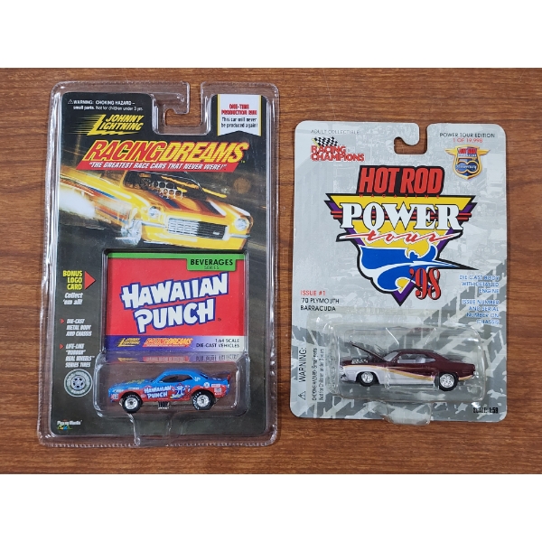 Two NEW IN THE BOX Collectible Toy Cars Ft. Hot Rod Power Tour & Johnny Lightning Hawaiian Punch Car