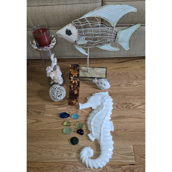 Beach Home Decor incl Seahorse, Metal Fish and More