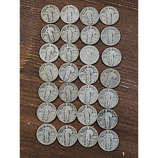 90% Silver Standing Liberty Quarters - $7 FV