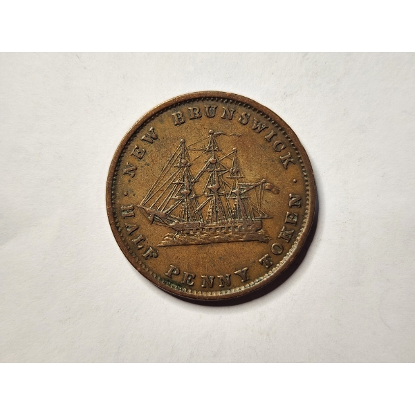 1843 New Brunswick Half Penny Token ~ IN HIGH GRADE CONDITION!