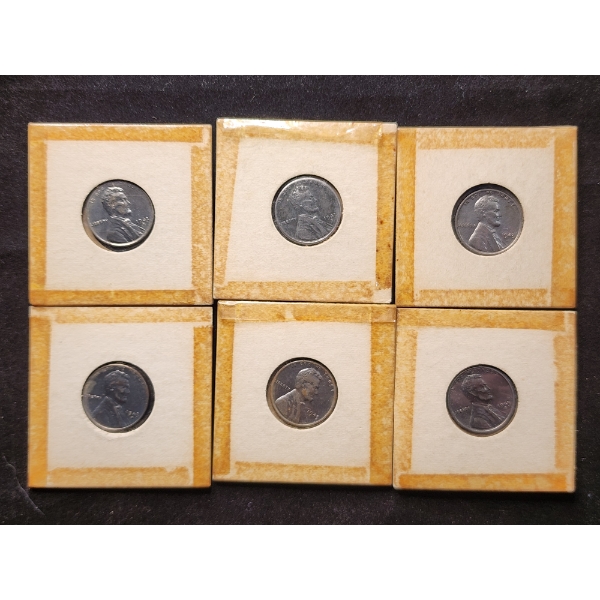 Lot of 6 Steel Pennies - Assorted Condition - Mostly Uncirculated!