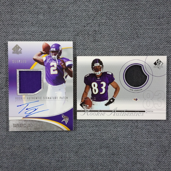 Two Upper Deck Rookie Authentic Minnesota Vikings Numbered Patch Cards Ft. Autographed Card