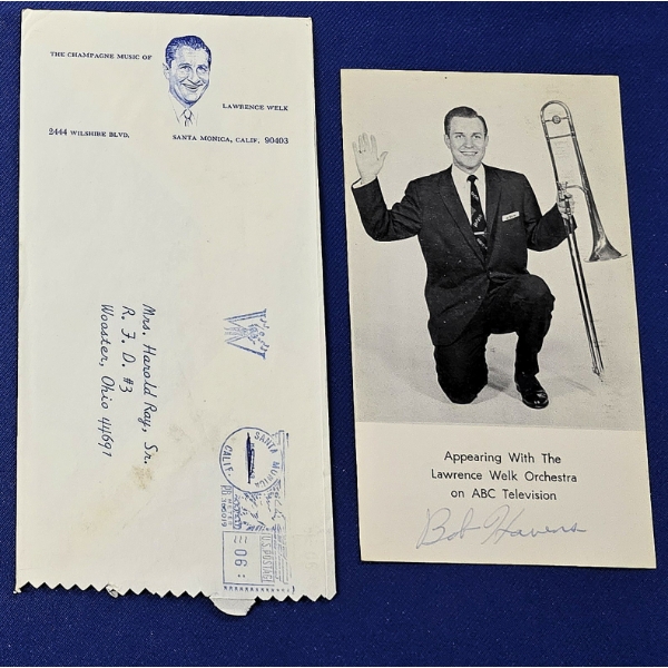 Autographed Trombonist Bob Havens - The Welk Orchestra on ABC - Postcard