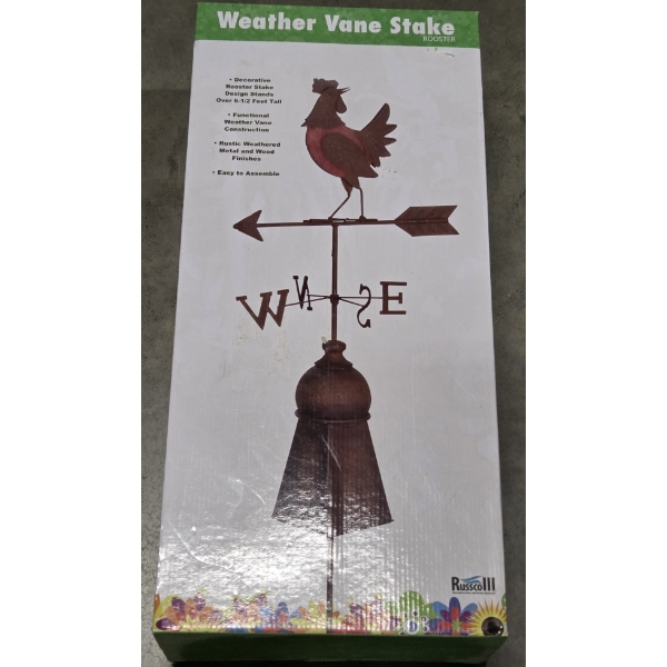Brand New! 6 1/2 Foot Tall Metal & Wood Weather Vane Garden Decor 