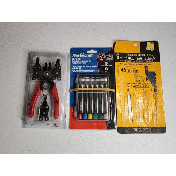 Snap Ring Pliers, Precision Screwdriver Set, Sabre Saw Blades
