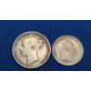 Image 1 : 1876 Queen Victoria British One Shilling Silver Coin & 1908 King Edward VII British Silver Sixpence