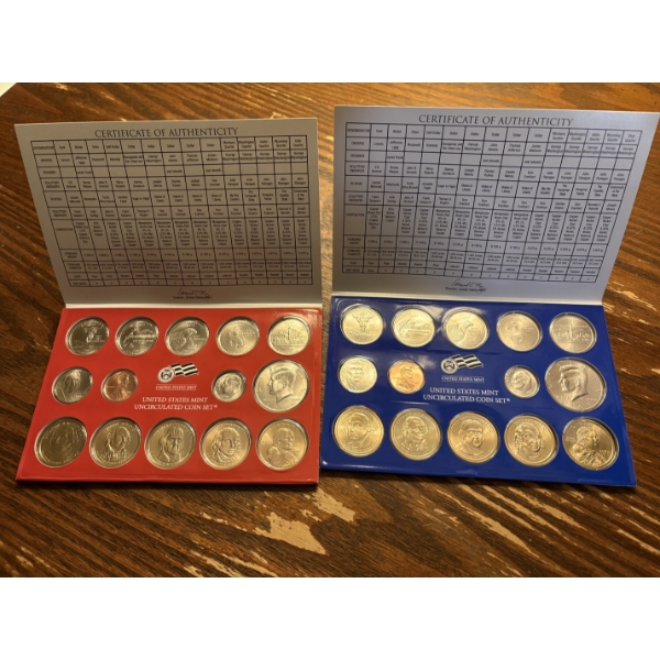 2007 U.S. Mint UNC Coin Sets - Philadelphia and Denver - FV $13.82 - Includes Presidential One Dolla