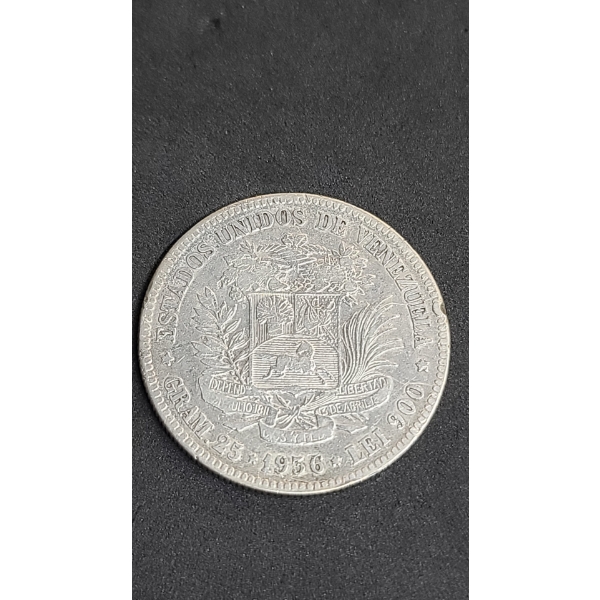 1956 Venezuelan 5 Bolivar  90% Silver Coin -ASW: 0.7234 oz