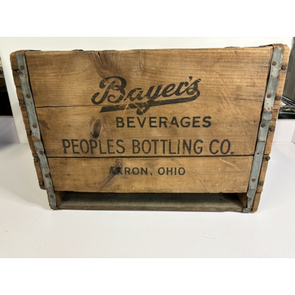Bayer's Beverages Wooden Crate - Peoples Bottling Co. Akron Ohio - PBC