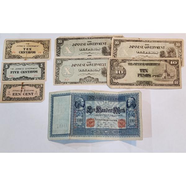 Lot of Assorted World Currently, Mainly Assorted Japanese Notes & 100 Mark German Note 