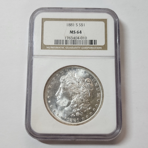 NGC MS64 United States 1881-S 90% Silver Morgan Dollar