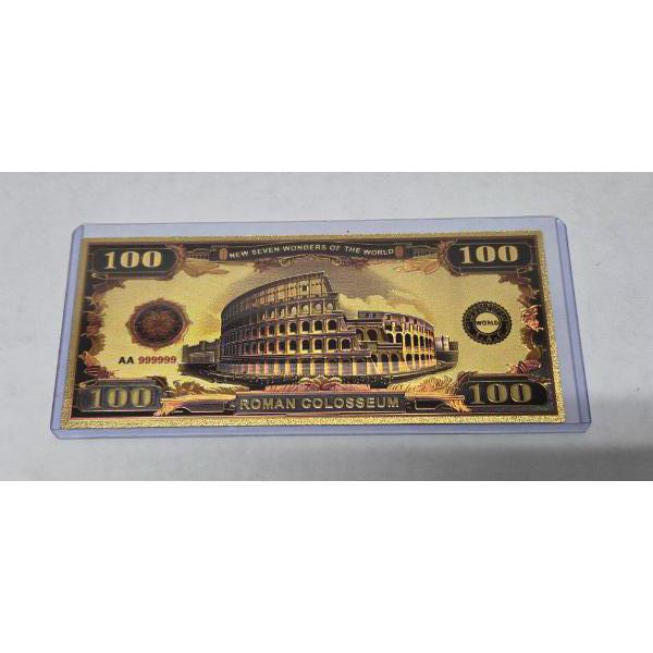 7 Wonders of The World Roman Colosseum - .999999 24K Gold Back - Mint Condition In Protective Holder