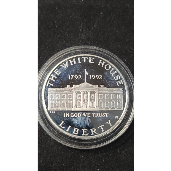 1992-W White House 200th Anniversary Proof 90% Silver Dollar In Coin Capsule