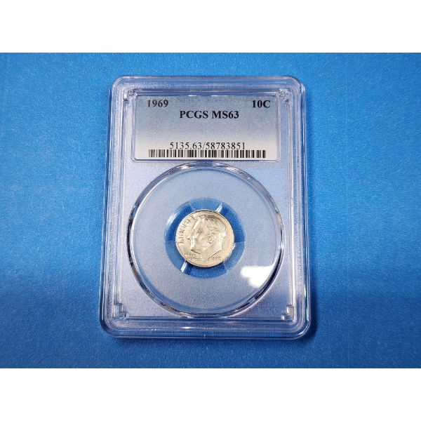 1969 Roosevelt Dime PCGS MS 63
