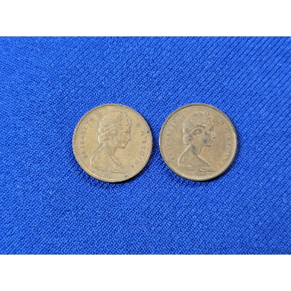 (2) 1967 Canadian Penny - Commemorative Centennial Coins ft. Queen Elizabeth II
