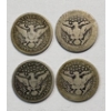 Image 6 : Lot of 4 Assorted Year 90% Silver Barber Quarters, FV $1.00