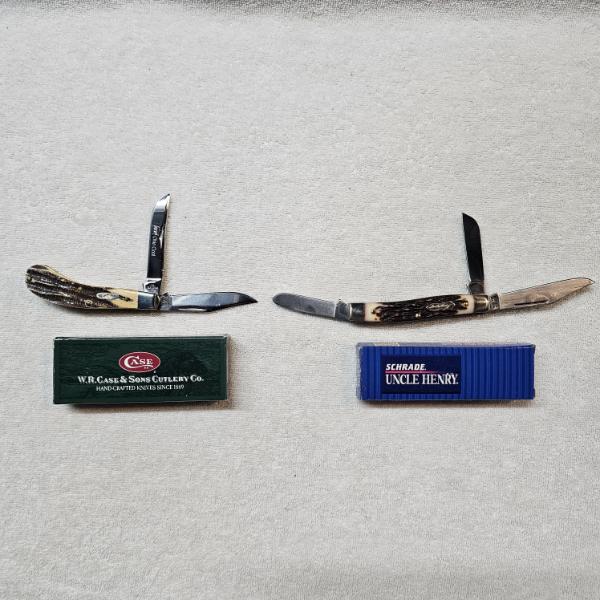 W.R. Case & Sons Stag Toothpick/Schrade Uncle Henry Stockman Pocket Knives with Original Packaging