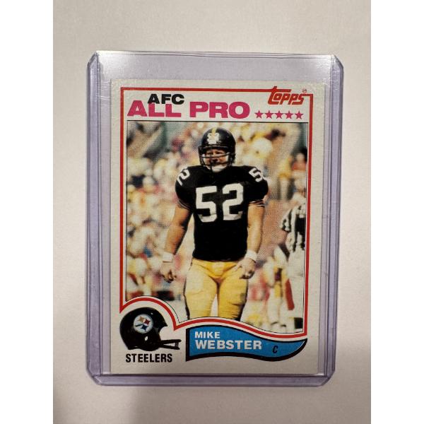1982 Topps Mike Webster Pittsburgh Steelers Football Card In Holder - Mint Condition