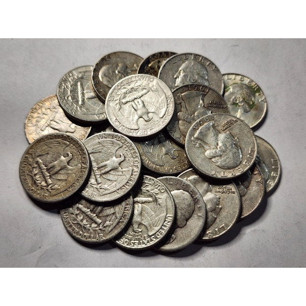 $5 Face Value in Assorted 90% Silver Washington Quarters 
