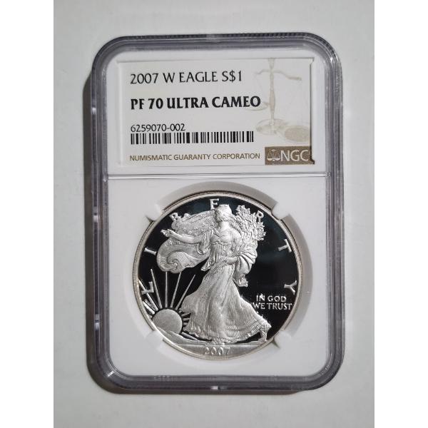 NGC PF70 ULTRA CAMEO GRADED 2007-W Silver 1 Oz American Eagle Round ~ Minted At West Point Mint! 