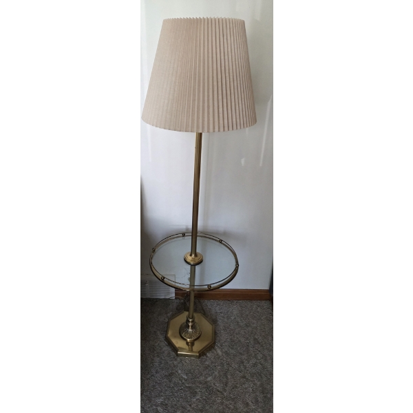 PICKUP IN CANTON - Excellent Condition Glass And Brass 16'' x 5ft Table/Lamp Combo 