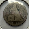 Image 2 : 1887 United States 90% Silver Seated Liberty Silver Dime- Beautiful Condition 