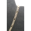 Image 2 : 14K Gold Women's Two Tone Gold Diamond Cut Figaro Chain Necklace With 10K Gold Clasp - Weight: 7.1g
